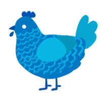 A sapphire and cerulean chicken with a lace pattern