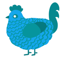 A sky and teal chicken with a lace pattern
