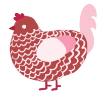 A red and rose chicken with a lace pattern