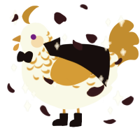 A white and ochre chicken with a half-lace pattern