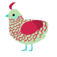 A gluppy and crimson chicken with a lace pattern