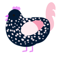 A tumblr and rose chicken with a speckle pattern