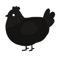 A black and sable chicken with a head pattern