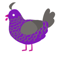 A violet and grey chicken with a lace pattern