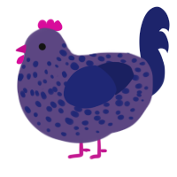 A overcast and navy chicken with a speckle pattern