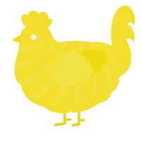 A yellow chicken with a bar pattern