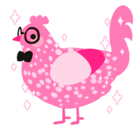 A rose chicken with a speckle pattern