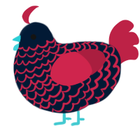 A tumblr and crimson chicken with a lace pattern