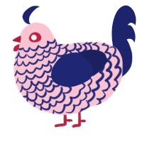 A rose and navy chicken with a lace pattern