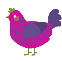 A fuchsia and overcast chicken with a lace pattern