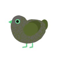 Mossy Cobble, a grey and olive chicken with a double-lace pattern