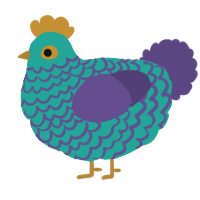 A turquoise and overcast chicken with a lace pattern