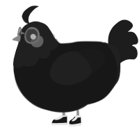 A black and sable chicken with a head pattern