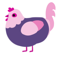 A overcast and pink chicken with a head pattern