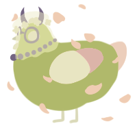 A lime and pink chicken