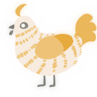A cream and honey chicken with a bar pattern