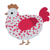 A mist and crimson chicken with a speckle pattern
