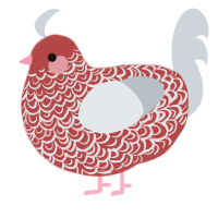 A red and mist chicken with a double-lace pattern