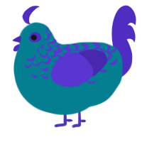 A sea and indigo chicken with a half-lace pattern