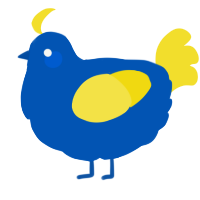 A ultramarine and yellow chicken