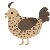 A beige and bark chicken with a speckle pattern