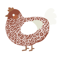 A russet and white chicken with a double-lace pattern