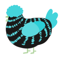 A sable and aqua chicken with a bar pattern