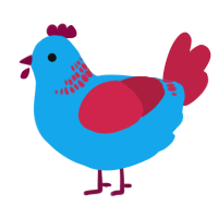 A sky and crimson chicken with a neck-band pattern