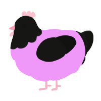A lavender and black chicken with a head pattern