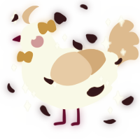 A white and beige chicken