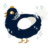 A tumblr and white chicken with a neck-band pattern
