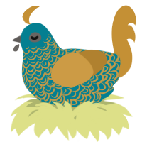 A sea and gold chicken with a double-lace pattern