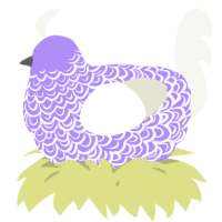 A lilac and white chicken with a double-lace pattern