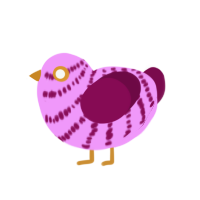 Pink ass mf, a lavender and wine chicken with a bar pattern