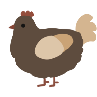 A bark and beige chicken