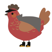 A red and brown chicken with a half-lace pattern