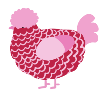 A crimson and pink chicken with a lace pattern