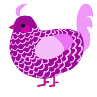 A plum and lavender chicken with a lace pattern
