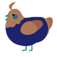 A navy and brown chicken with a head pattern