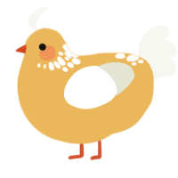 A honey and white chicken with a neck-speckle pattern
