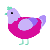 A fuchsia and lilac chicken with a head pattern