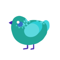 A turquoise and aqua chicken with a neck-speckle pattern