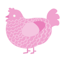 A pink chicken with a lace pattern