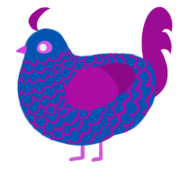 A ultramarine and plum chicken with a lace pattern