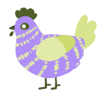 A lilac and lemon chicken with a bar pattern