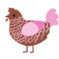 A russet and pink chicken with a lace pattern