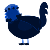 A black and sable chicken with a head pattern