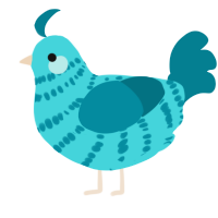 A aqua and sea chicken with a bar pattern
