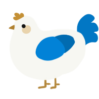 A white and sapphire chicken
