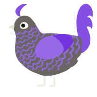 A grey and blurple chicken with a lace pattern
